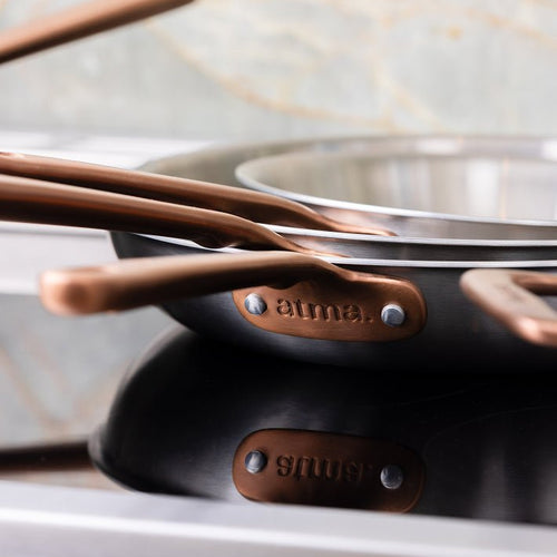 Batterie de cuisine en inox avec manches bronze, 12 pièces - Atma Kitchenware