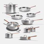 Batterie de cuisine en inox avec manches bronze, 19 pièces - Atma Kitchenware