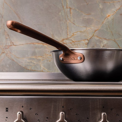 Batterie de cuisine en inox avec manches bronze, 9 pièces - Atma Kitchenware