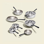 Batterie de cuisine en inox avec manches noirs, 12 pièces - Atma Kitchenware