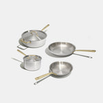 Batterie de cuisine en inox, manches dorés - 7 pièces - Atma Kitchenware
