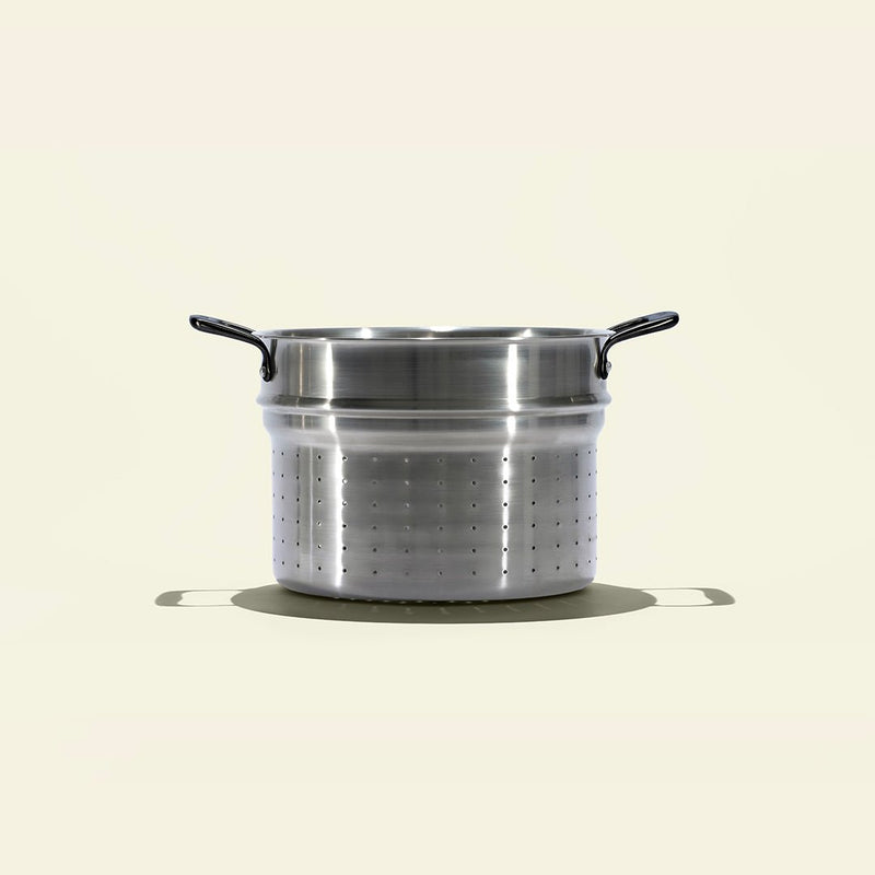 Le grand faitout en inox et son pasta pot, poignées noires - Atma Kitchenware