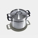 Le grand faitout en inox et son pasta pot, poignées noires - Atma Kitchenware