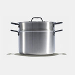 Le grand faitout en inox et son pasta pot, poignées noires - Atma Kitchenware
