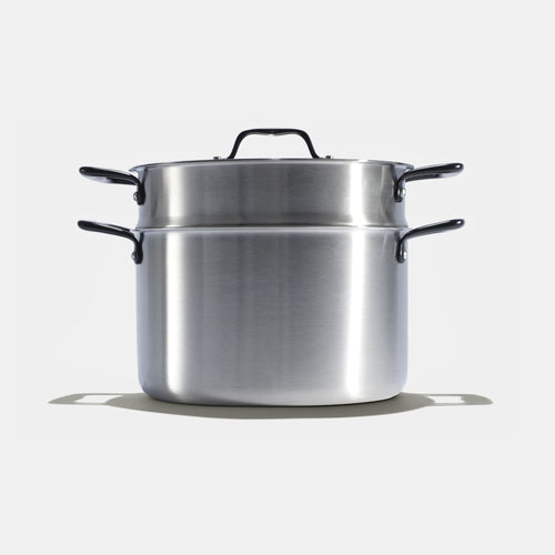 Le grand faitout en inox et son pasta pot, poignées noires - Atma Kitchenware