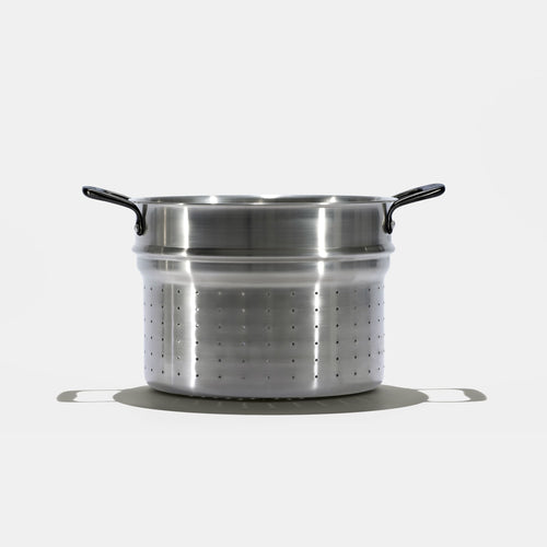 Le grand faitout en inox et son pasta pot, poignées noires - Atma Kitchenware
