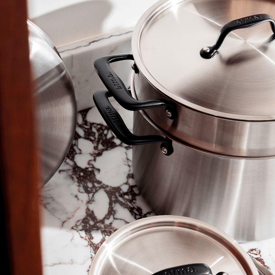 Le grand faitout en inox, poignées noires - 24 cm - Atma Kitchenware