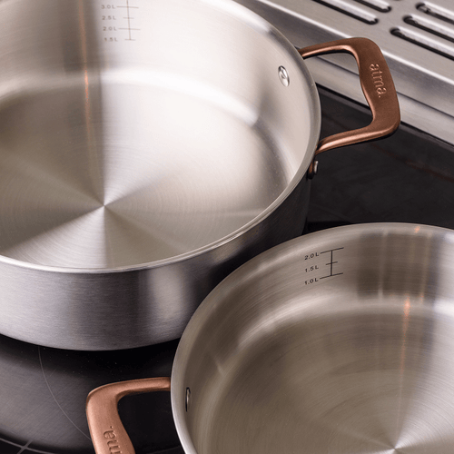 Le rondeau 26cm en inox, poignées bronze - Atma Kitchenware