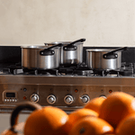 Le trio de casseroles parfaites en inox avec manches noirs - Atma Kitchenware