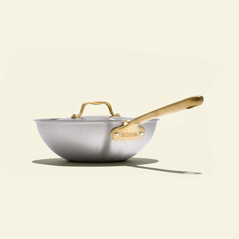 The Wok en inox, manche doré - 24 cm (Édition limitée) - Atma Kitchenware